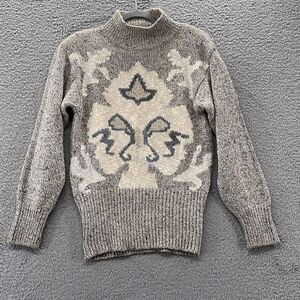 Vintage 80s Turtleneck‎ Boho Metallic Sweater M Mod Chunky Knit Retro 90s